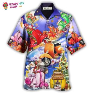 Scooter Chill With Your Scooters By Greece Beach Christmas With Purple Hawaiian Shirt – Trendy KLA