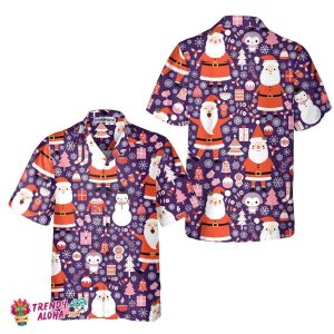 Seamless Christmas Pattern With Santa Claus Hawaiian Shirt, Funny Christmas Hawaiian Shirt
