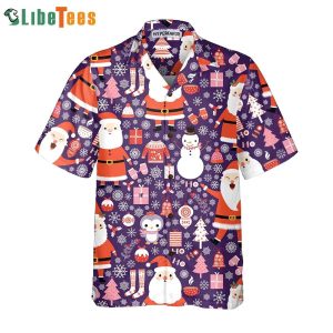 Seamless Christmas Pattern With Santa Claus, Xmas Trendy Hawaiian Shirt Perfect Gifts For Your Loved Ones