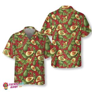 Seamless Pattern Of Fresh Avocados Hawaiian Shirt, Funny Avocado Shirt, Short Sleeve Avocado Print Shirt