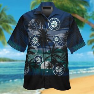 Seattle Mariners Short Sleeve Button Up Tropical Shirt Hawaiian Shirt