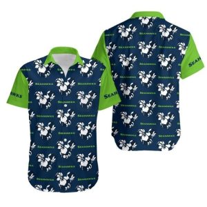 Seattle Seahawks Mickey And Flowers Hawaii Shirt And Shorts Summer Collection