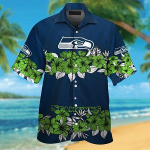 Seattle Seahawks Short Sleeve Button Up Tropical Hawaiian Shirt VER012