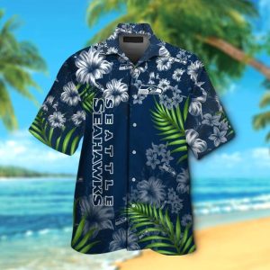 Seattle Seahawks Short Sleeve Button Up Tropical Hawaiian Shirt VER014