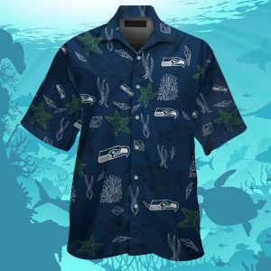 Seattle Seahawks Short Sleeve Button Up Tropical Hawaiian Shirt VER09