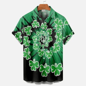 Shamrock St. Patrick’s Day Short Sleeve Trendy Hawaiian Shirt, St. Patrick’s Day Shirt, Shamrock Trendy Hawaiian Shirt