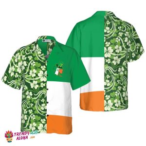 Shamrock With Flag Saint Patrick’s Day Irish Ireland Hawaiian Shirt