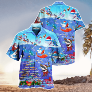 Shark Christmas Shirt, Shark Trendy Hawaiian Shirt For Shark Lovers