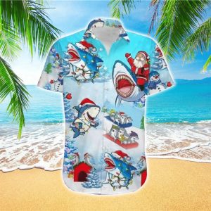 Shark Christmas Trendy Hawaiian Shirt, Chrismas Shirt For Shark Lover