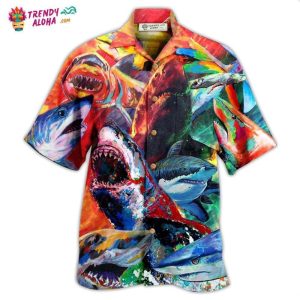 Shark Colorful Just Wanna Have Fun Hawaiian Shirt – Trendy KLA