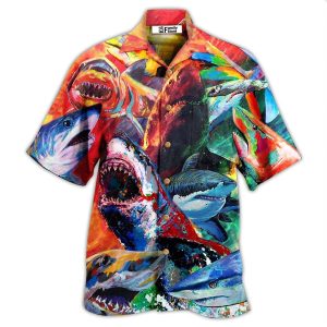 Shark Colorful Just Wanna Have Fun Hawaiian Shirt