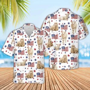Sheep American Flag Pattern Trendy Hawaiian Shirt, Funny Sheep Trendy Hawaiian Shirt, 4Th Of July Trendy Hawaiian Shirt