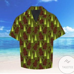 Shop Cute Bigfoot Cartoon Walking In The Jungle Hawaiian Shirts