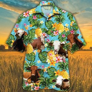 Simmental Cattle Lovers Pineapple Trendy Hawaiian Shirt, Cow Trendy Hawaiian Shirt For Summer Gifts