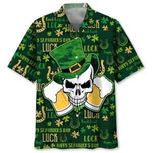 Skull Beer Green Irish St.Patrick Day Trendy Hawaiian Shirt