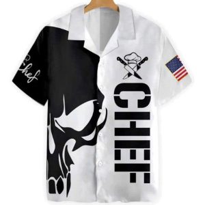 Skull Chef Trendy Hawaiian Shirt, Gift For Chef, Gifts For Bachelor Party, Best Gifts For Men, Short Sleeve Shirts, Hawaiian Set Gift, Family Shirt