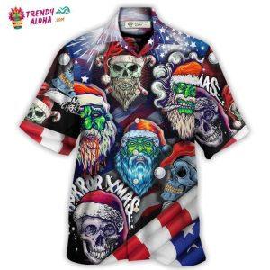 Skull Christmas Us Flag Skeleton Art Hawaiian Shirt – Trendy KLA