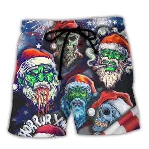 Skull Christmas Us Flag Skeleton Art Trendy KLA Hawaiian Beach Shorts