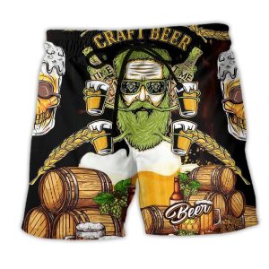 Skull Craft Beer So Cool Trendy KLA Hawaiian Beach Shorts