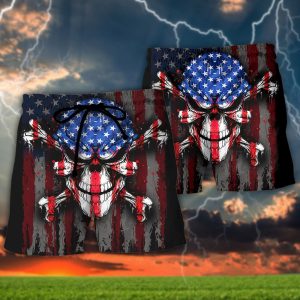 Skull This Is America We Eat Meat We Drink Beer We Own Guns We Speak English We Love Freedom If You Don’t Like It Gtfo! Trendy KLA Hawaiian Beach Shorts