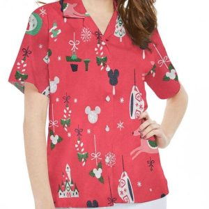 Sleeping Beauty Castle Mickey Food Hawaiian Shirts Disney Parks Xmas Merry KLA