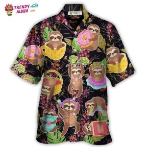 Sloth Cute Funny Tropical Vibe Art Hawaiian Shirt – Trendy KLA
