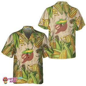Slothcorn Hawaiian Shirt, Funny Sloth And Corn Shirt For Men, Unique Corn Cop Shirt