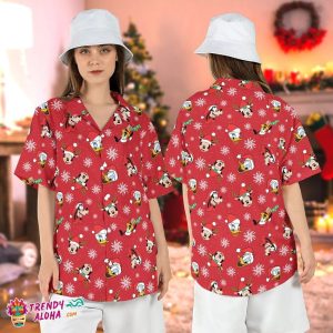 Snowflake Mickey Friends Faces Merry Xmas Party Hawaiian Shirt