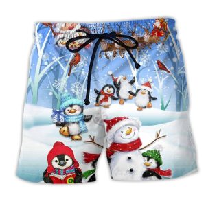 Snowman Wishing You A Little Cuteness Christmas Trendy KLA Hawaiian Beach Shorts