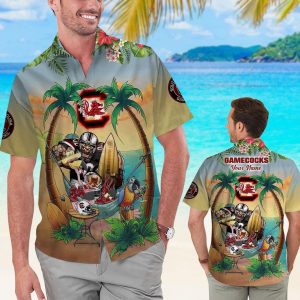 South Carolina Gamecocks Flamingo Parrot Tropical Hawaiian Shirt Custom Name