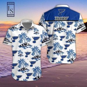 St Louis Blues Themed Hawaiian Shirt with Matching Shorts