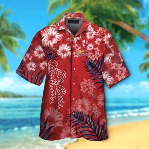 St Louis Cardinals Short Sleeve Button Up Tropical Hawaiian Shirt VER011