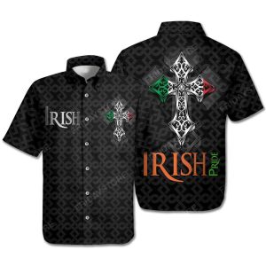 St Patrick Day Hawaiian Shirt St Patrick Day Irish Pride Cross Black Hawaii KLA Shirt St Patrick Day Hawaii Shirt