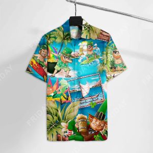 St Patrick Day Hawaiian Shirt St Patrick Day Leprechaun On The Beach Hawaii KLA Shirt St Patrick Day Hawaii Shirt