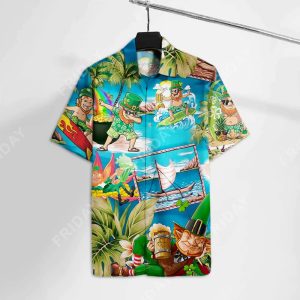 St Patrick Day Hawaiian Shirt St Patrick Day Leprechaun On The Beach Hawaii Shirt St Patrick Day KLA Shirt