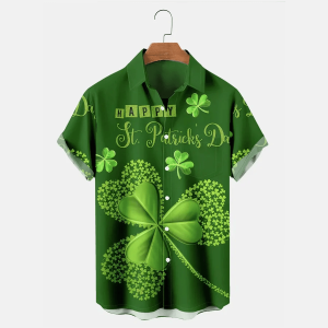 St Patrick’S Day Shamrock Short Sleeve Trendy Hawaiian Shirts, Trendy Hawaiian Shirt For Men And Women