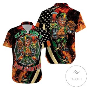 St Patricks Day Firefighter Celebration Hawaiian Shirt Elegance Design