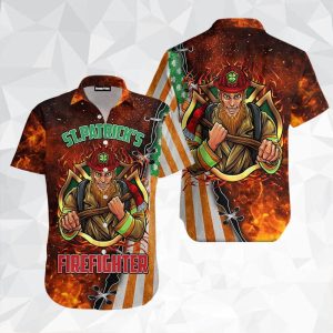 St Patrick?S Day Firefighter Trendy Hawaiian Shirt For