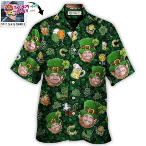 St Patricks Day Happy Coin Shamrock Lucky Custom Photo – Hawaiian Shirt – Personalized Photo Gifts Hawaiian Shirt – Trendy KLA