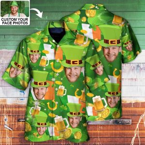 St Patrick’s Day Happy Funny Gift Custom Photo Hawaiian Shirt