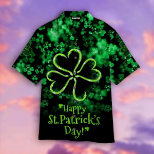 St Patricks Day Hawaii Shirt Clover Happy St Patricks Day Black Green KLA Shirt St Patricks Day Hawaiian Shirt