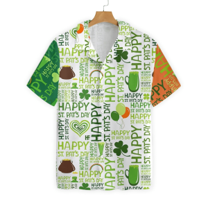 St Patricks Day Hawaii Shirt Happy Saint Patricks Day Words KLA Shirt St Patricks Day Hawaiian Shirt