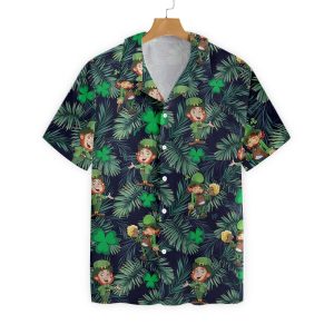 St Patrick’s Day Hawaii Shirt Irish Leprechauns Palm Tree Leaf KLA Shirt St Patrick’s Day Shirt