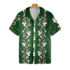 St Patrick’s Day Hawaii Shirt Leprechauns Pattern Green KLA Shirt St Patrick’s Day Trendy Hawaiian Shirt