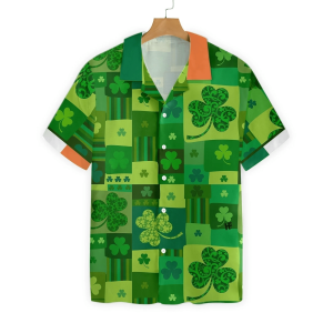 St Patricks Day Hawaii Shirt Lucky Four Leaf Clover Pattern KLA Shirt St Patricks Day Hawaiian Shirt
