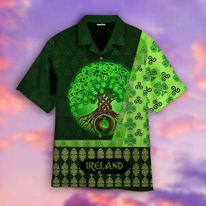 St Patricks Day Hawaii Shirt Tree Ireland Celtic Knot Green KLA Shirt St Patricks Day Hawaiian Shirt