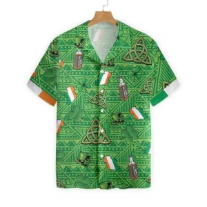 St Patrick’s Day Hawaii Shirt Wine Celtic Knot Irish Flag Green KLA Shirt St Patrick’s Day Trendy Hawaiian Shirt