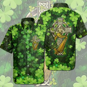 St Patricks Day Hawaiian Shirt Irish The Celtic Cross St Patricks Day Hawaii Tshirt St. Patricks Day KLA Shirt