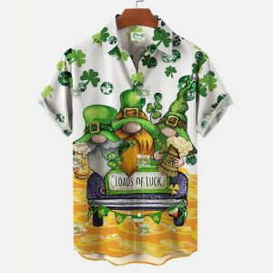 St Patrick’s Day Shirt, Load Of Luck Gnome Trendy Hawaiian Shirt, Shamrock Trendy Hawaiian Shirt, Irish Shirt
