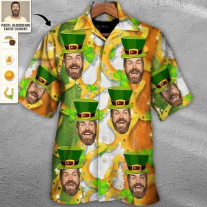 St. Paddy’s Fun Faces: Custom Photo Hawaiian Shirt